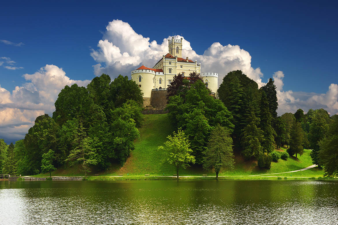 old castle on the hill in Trakoscan, Croatia